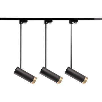 Foco para sistema de carril PORTO 3xGU10/10W/230V + 1 m sistema ferroviário preto