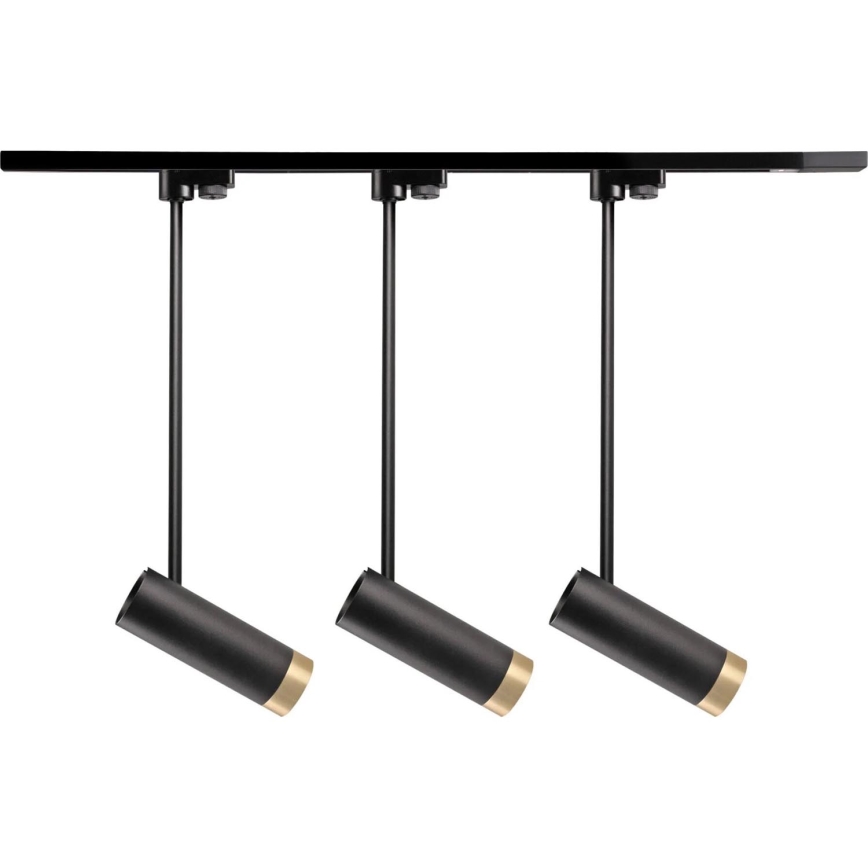 Foco para sistema de carril PORTO 3xGU10/10W/230V + 1 m sistema ferroviário preto