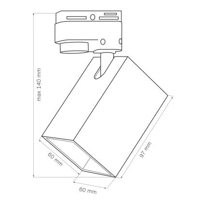 Foco para sistema de carril SQUARE 1xGU10/10W/230V preto