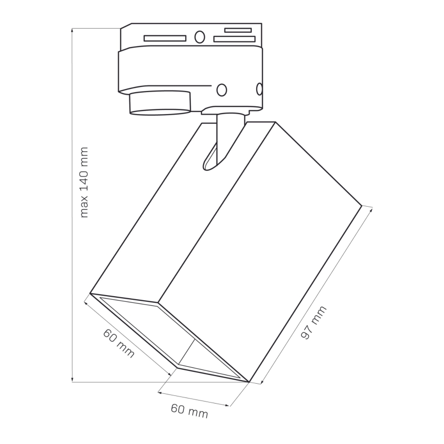 Foco para sistema de carril SQUARE 1xGU10/10W/230V preto