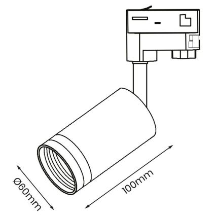 Foco para sistema de carril trifásico PIPE 1xGU10/25W/230V branco