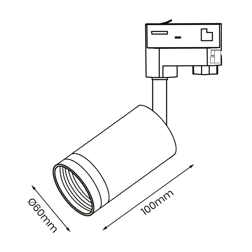 Foco para sistema de carril trifásico PIPE 1xGU10/25W/230V branco