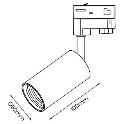 Foco para sistema de carril trifásico PIPE 1xGU10/25W/230V branco