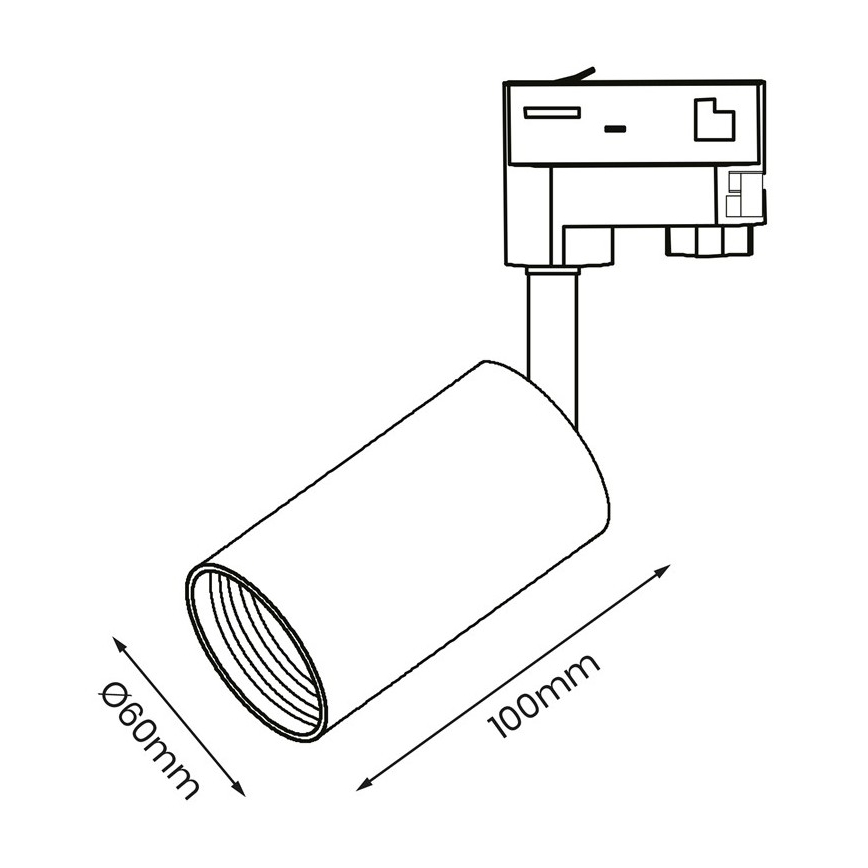 Foco para sistema de carril trifásico PIPE 1xGU10/25W/230V branco