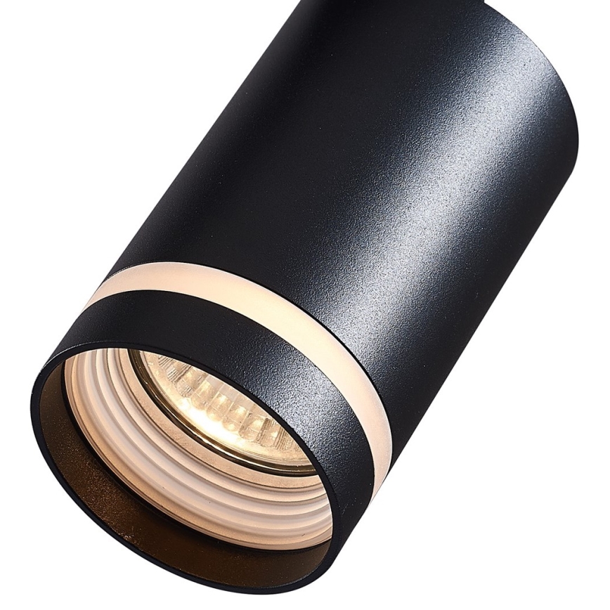 Foco para sistema de carril trifásico PIPE 1xGU10/25W/230V preto