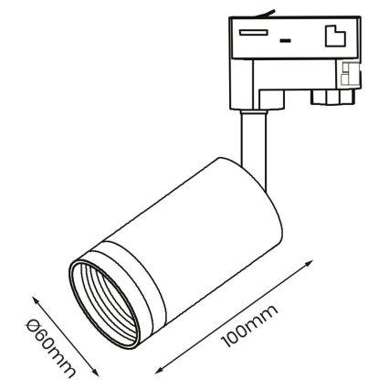 Foco para sistema de carril trifásico PIPE 1xGU10/25W/230V preto