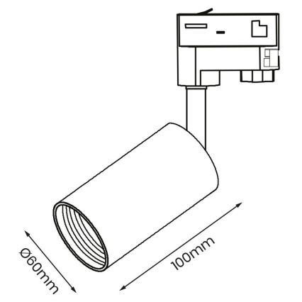 Foco para sistema de carril trifásico PIPE 1xGU10/25W/230V preto