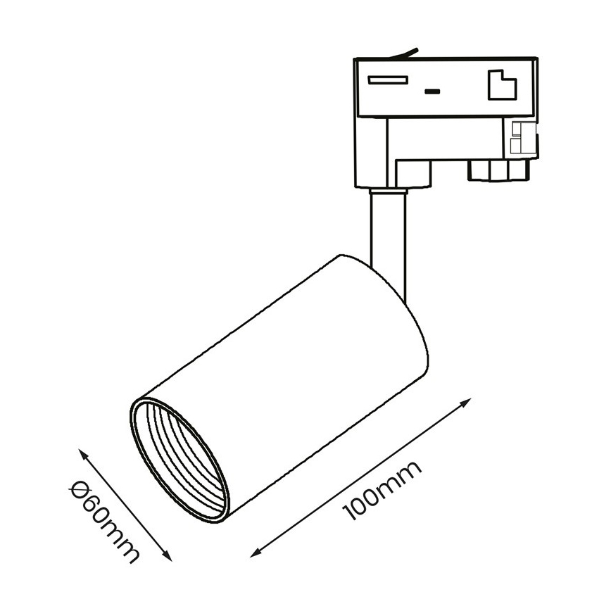 Foco para sistema de carril trifásico PIPE 1xGU10/25W/230V preto