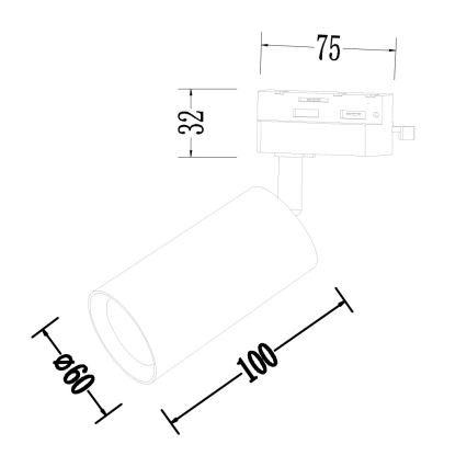 Foco para sistema de carris monofásico PIPE 1xGU10/10W/230V preto