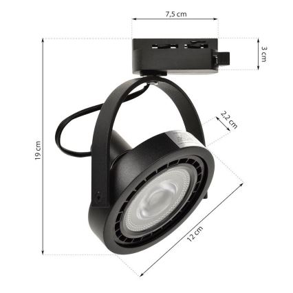Foco para sistema de rastreamento LUGAR 1xAR111 LUGAR 1xAR111 - GU10/25W/230V
