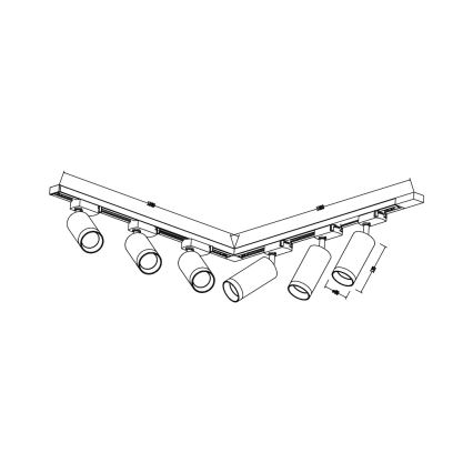 Foco para sistema de trilho MICA 6xGU10/10W/230V preto/dourado
