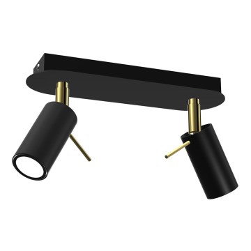 Foco PRESTON 2xGU10/40W/230V preto/dourado