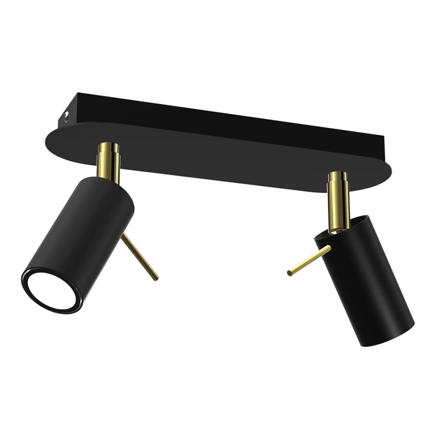 Foco PRESTON 2xGU10/40W/230V preto/dourado