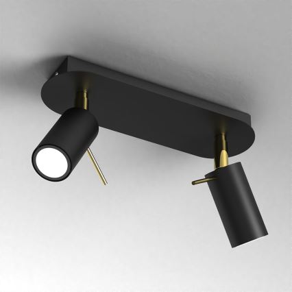 Foco PRESTON 2xGU10/40W/230V preto/dourado