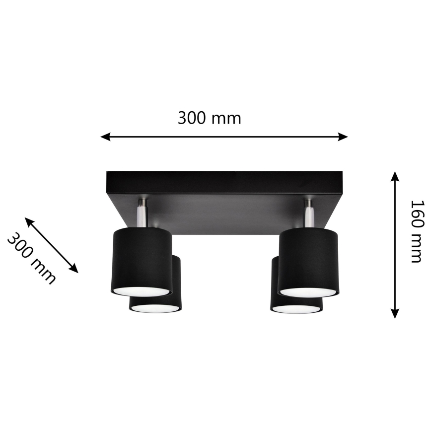 Foco PUNTA 4xGX53/10W/230V preto