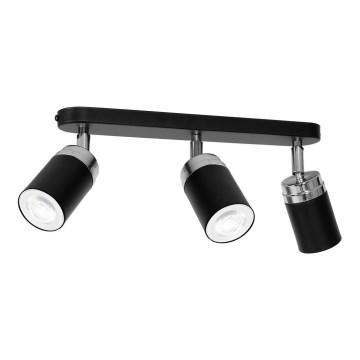 Foco RENO 3xGU10/8W/230V preto/cromado brilhante