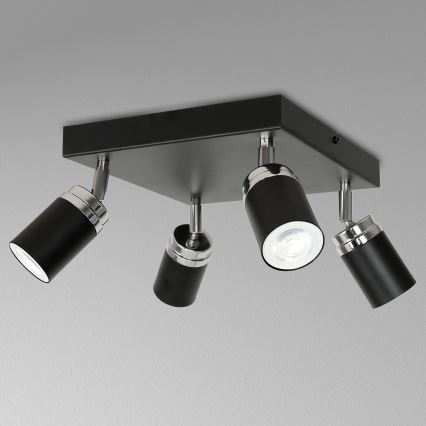 Foco RENO 4xGU10/8W/230V preto/cromado brilhante