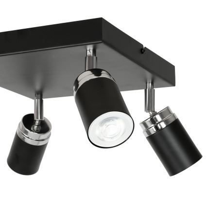 Foco RENO 4xGU10/8W/230V preto/cromado brilhante