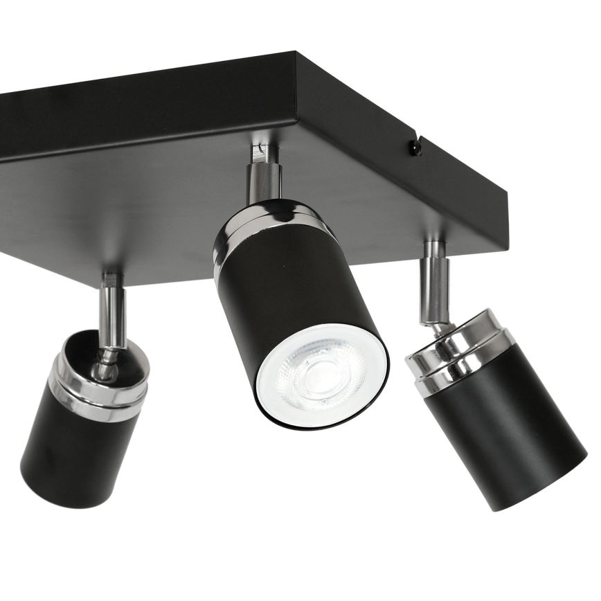 Foco RENO 4xGU10/8W/230V preto/cromado brilhante