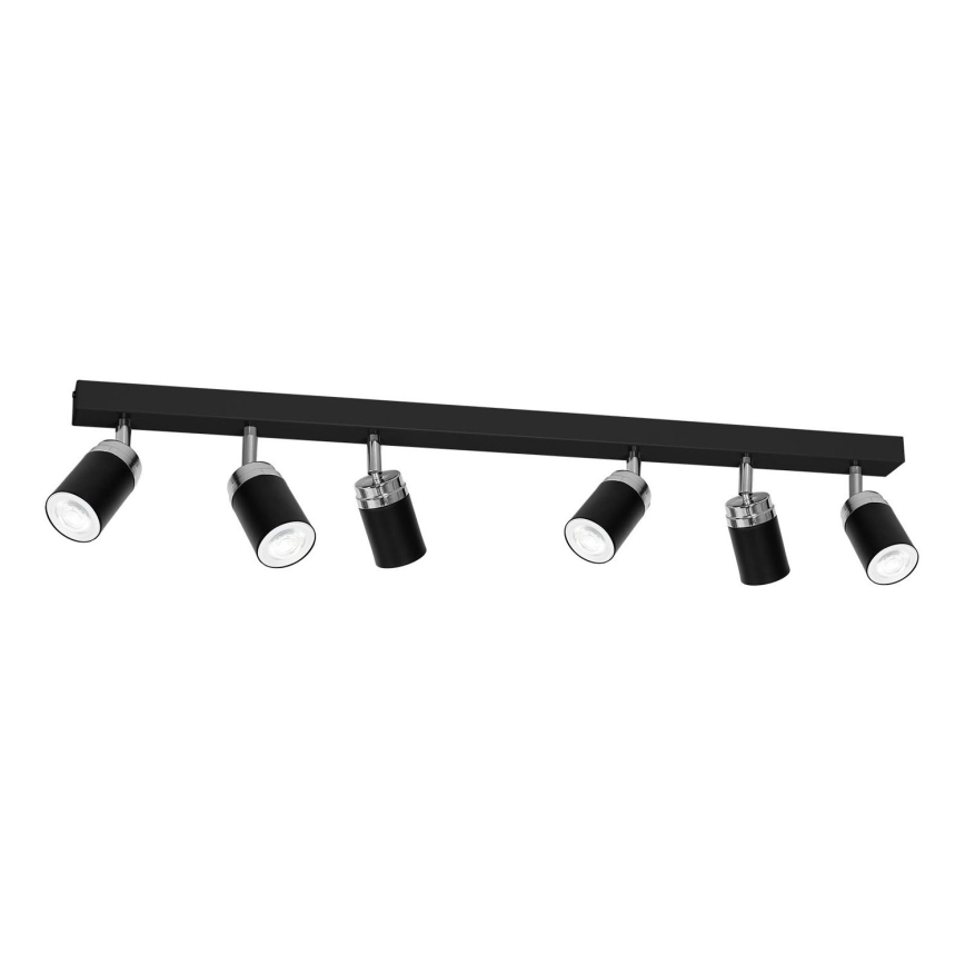 Foco RENO 6xGU10/60W/230V preto/cromado brilhante