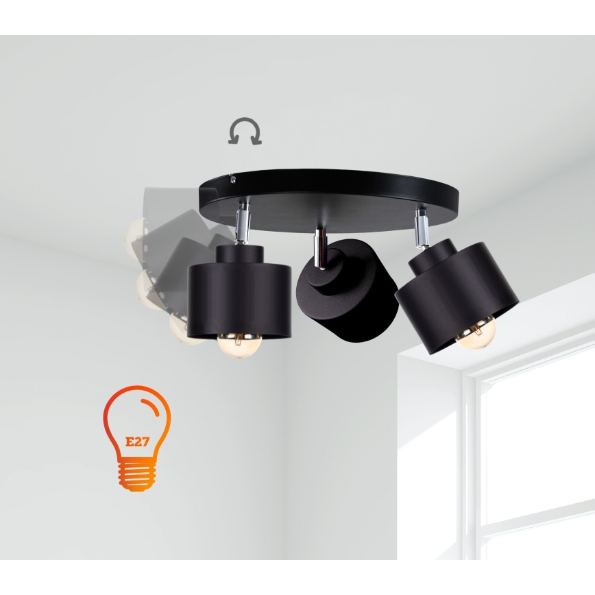 Foco SIMPLY BLACK 3xE27/60W/230V diâmetro 30 cm
