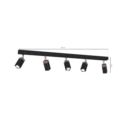 Foco SOLO 5xGU10/MR11/40W/230V preto