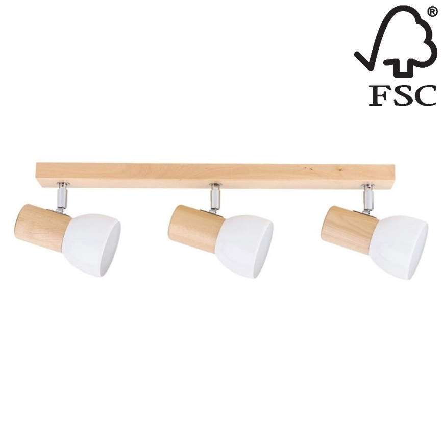 Foco SVENDA 3xE27/60W/230V bétula - certificado por FSC
