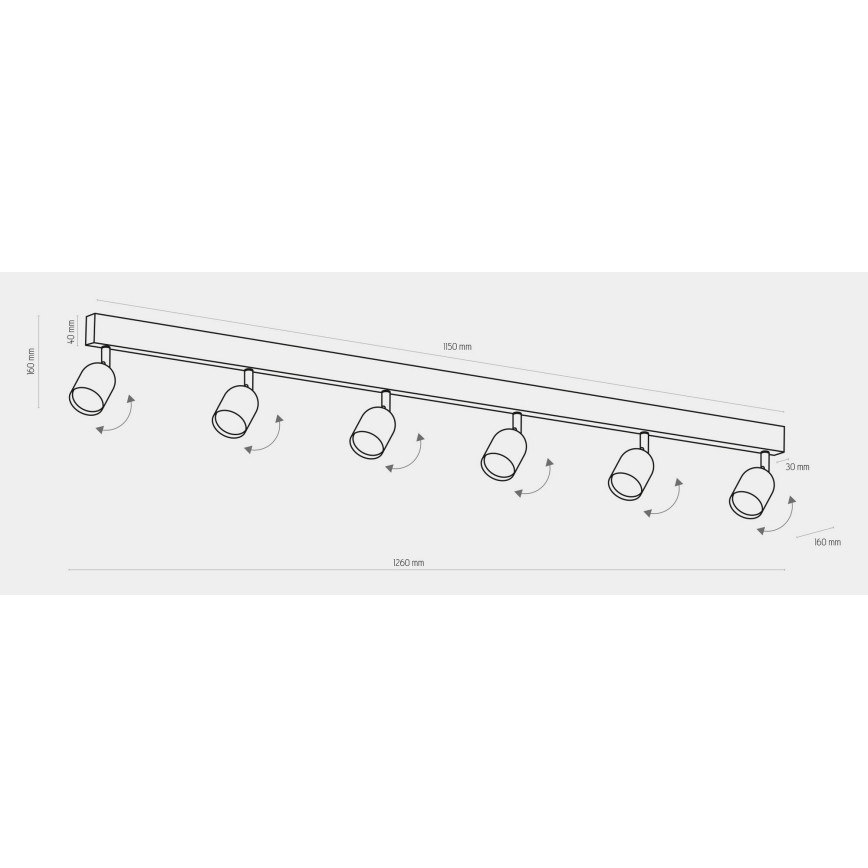 Foco TOP 6xGU10/10W/230V preto