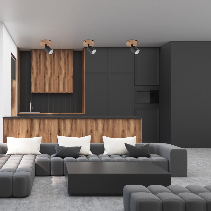 Foco TOP WOOD 1xGU10/10W/230V preto/madeira