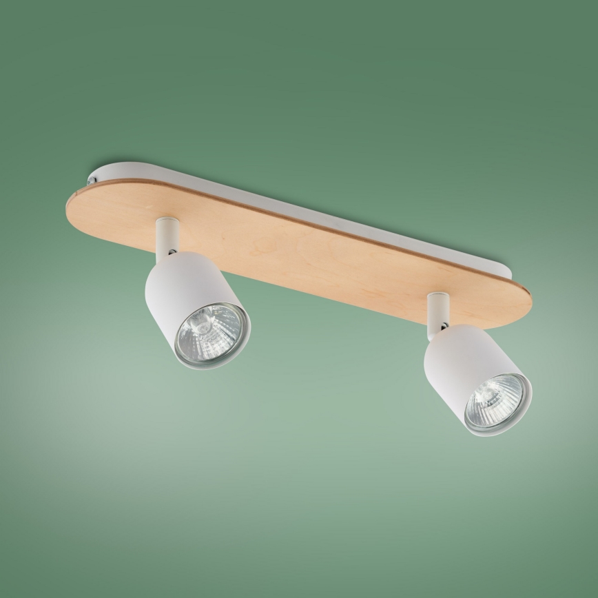Foco TOP WOOD 2xGU10/10W/230V branco/madeira