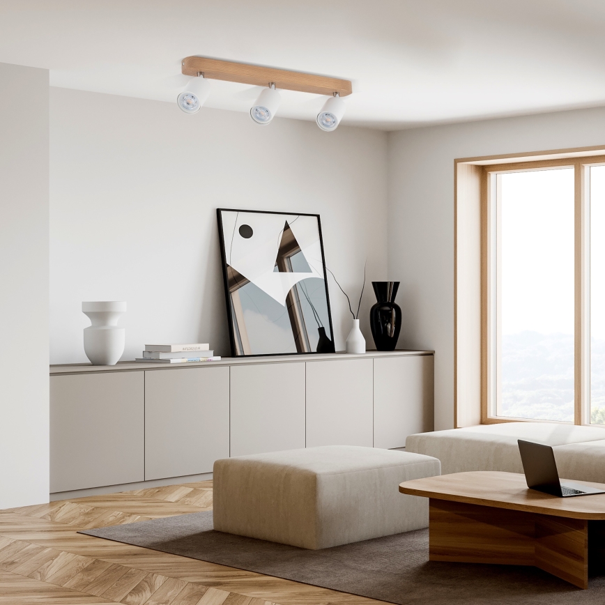Foco TOP WOOD 3xGU10/10W/230V branco/madeira