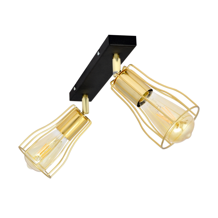 Foco TUBE 2xE27/15W/230V dourado/preto