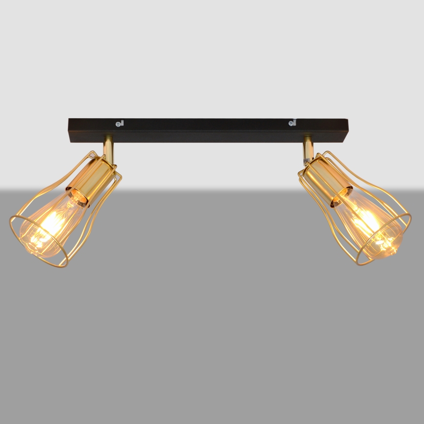 Foco TUBE 2xE27/15W/230V dourado/preto