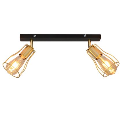 Foco TUBE 2xE27/15W/230V dourado/preto