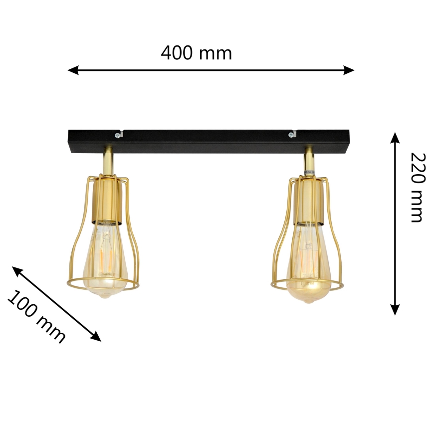Foco TUBE 2xE27/15W/230V dourado/preto