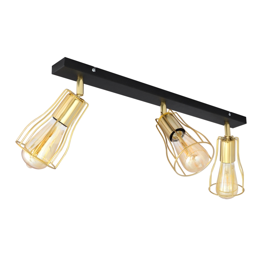 Foco TUBE 3xE27/15W/230V dourado/preto