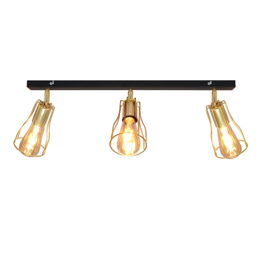 Foco TUBE 3xE27/15W/230V dourado/preto