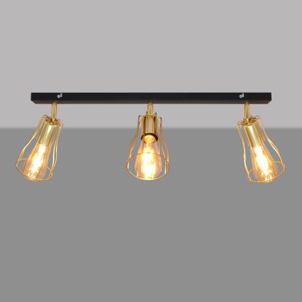 Foco TUBE 3xE27/15W/230V dourado/preto