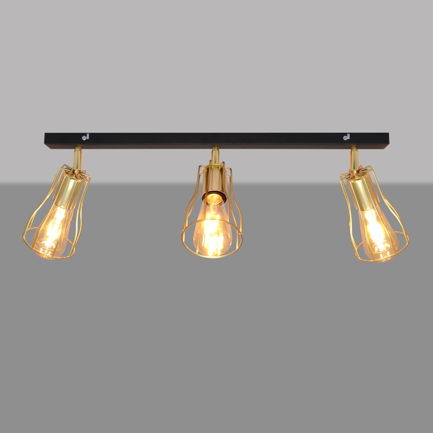 Foco TUBE 3xE27/15W/230V dourado/preto