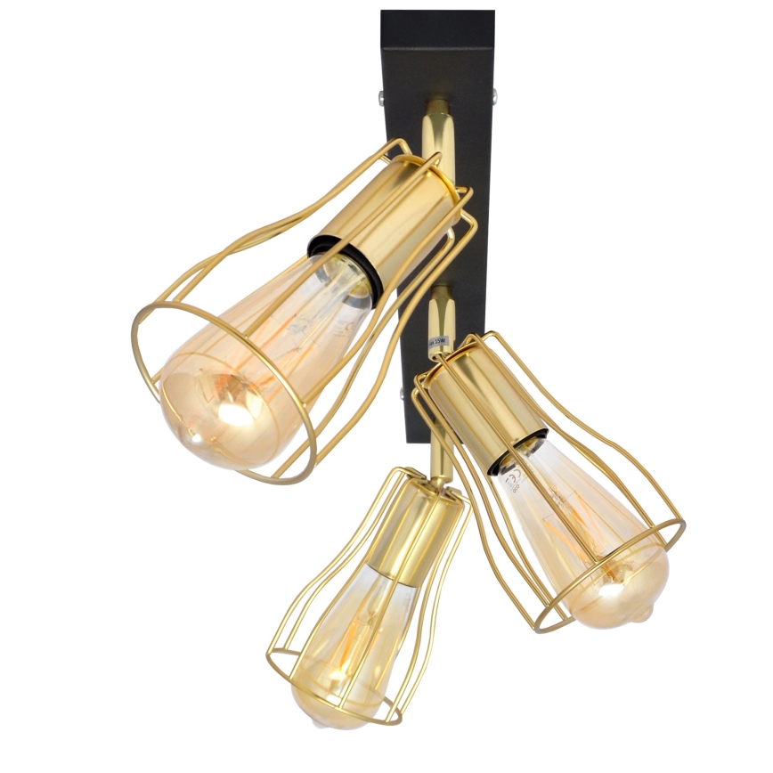 Foco TUBE 3xE27/15W/230V dourado/preto