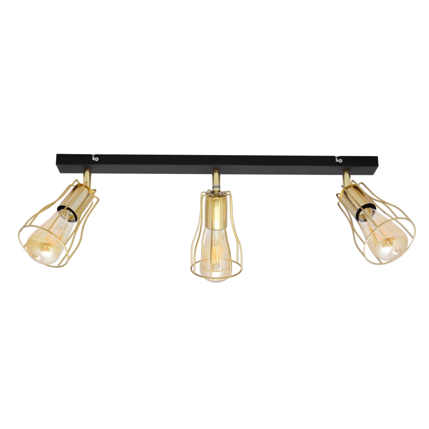Foco TUBE 3xE27/15W/230V dourado/preto