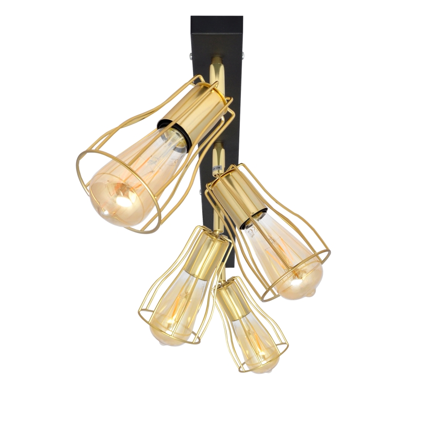 Foco TUBE 4xE27/15W/230V dourado/preto