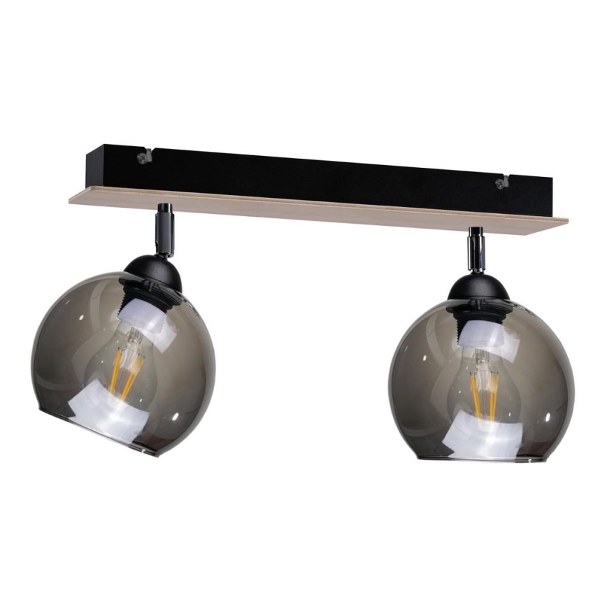 Foco UNO WOOD 2xE27/60W/230V preto/castanho