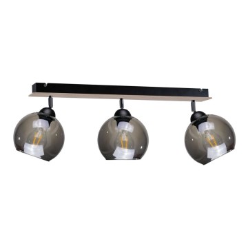 Foco UNO WOOD 3xE27/60W/230V preto/castanho
