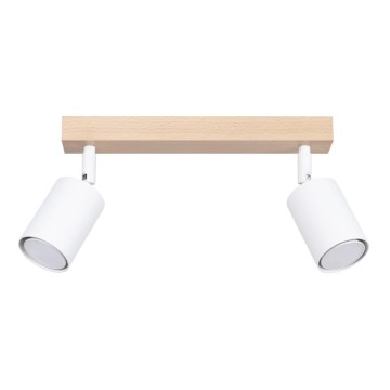 Foco VERDO 2xGU10/10W/230V branco/faia