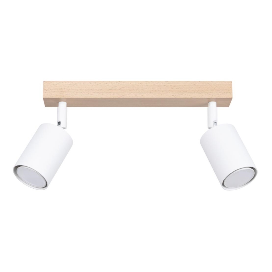 Foco VERDO 2xGU10/10W/230V branco/faia