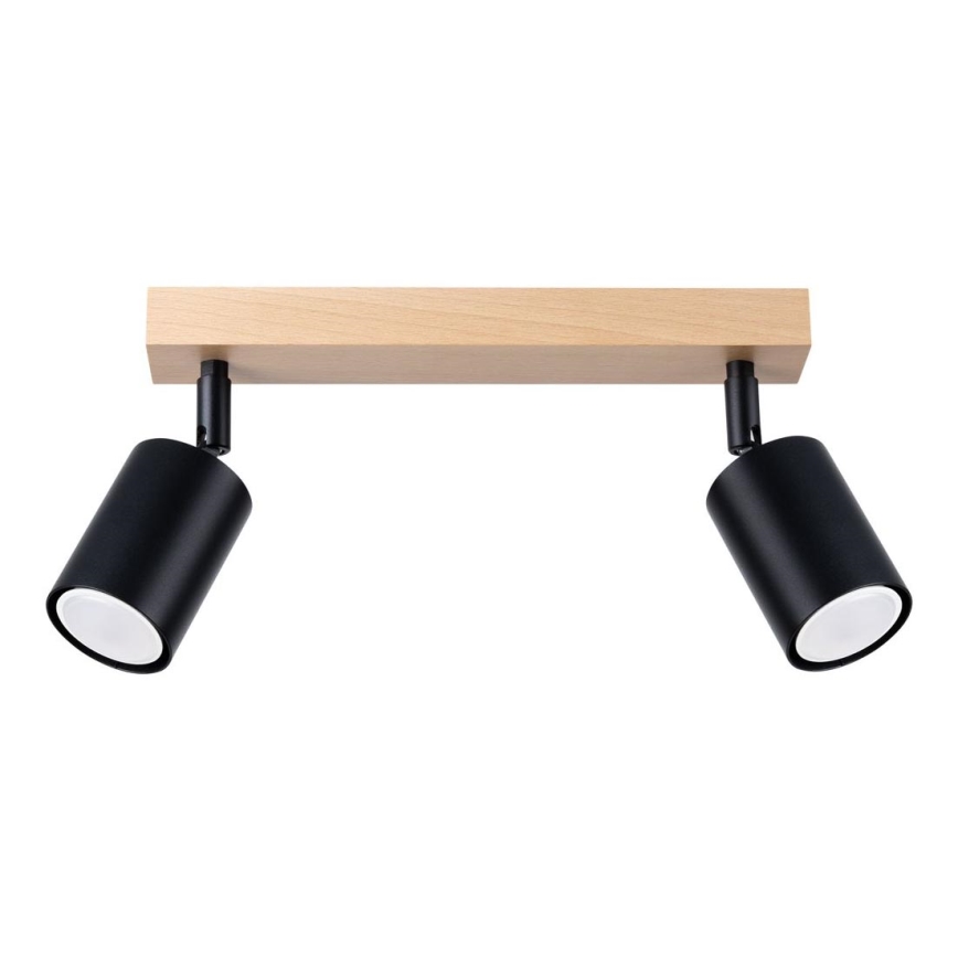 Foco VERDO 2xGU10/10W/230V preto/faia