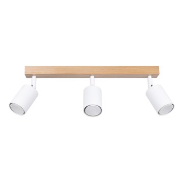 Foco VERDO 3xGU10/10W/230V branco/faia