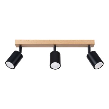 Foco VERDO 3xGU10/10W/230V preto/faia