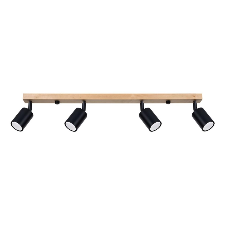 Foco VERDO 4xGU10/10W/230V preto/faia